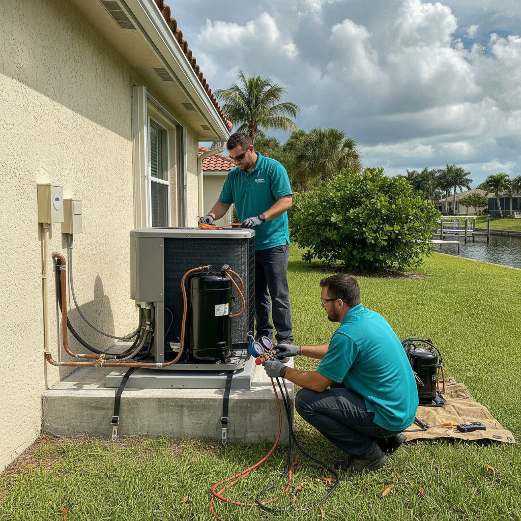 Englewood homeowner at a supply register while the air conditioner runs without cooling the room